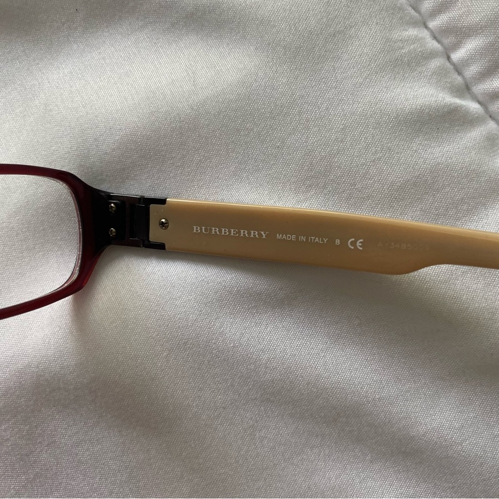 Burberry Burgundy Plaid Rectangular Eyeglasses - image 8